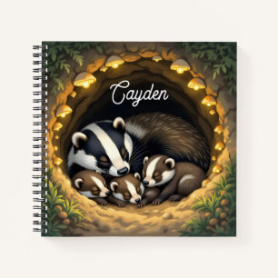 Niedliche Badger-Familie Personalisiert Notizblock