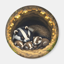 Niedliche Badger Family Napping Magnet