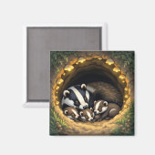 Niedliche Badger Family Napping Magnet (Vorderseite/Rückseite)