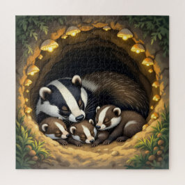 Niedliche Badger Family Napping Puzzle