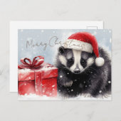 Niedliche Badger Winterweihe Feiertagspostkarte (Vorne/Hinten)