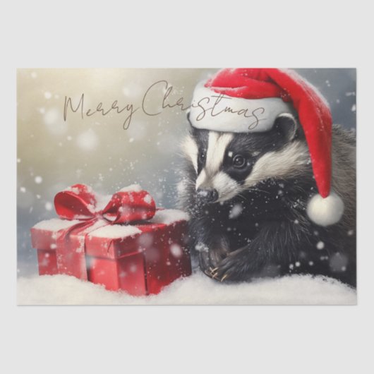 Niedliche Badger Winterweihe Seidenpapier (Vorderseite)