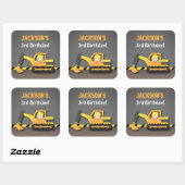 Niedliche Baggerbausteine Geburtstagspartiketten Quadratischer Aufkleber (Blatt)