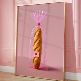 Niedliche Baguette Art Print, gemütliche Trendy Br Poster