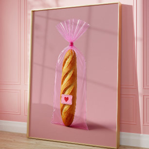 Niedliche Baguette Art Print, gemütliche Trendy Br Poster