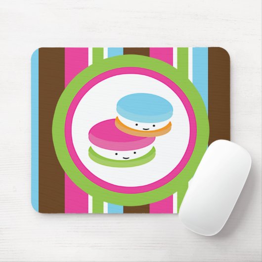 Niedliche Bakery Macaroons Spaß Streifen Mousepad (Mit Mouse)