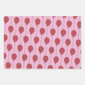 Niedliche Balkone - Rosa und Rote Kinder 1. Geburt Geschenkpapier Set (Vorderseite 2)