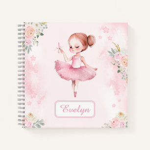 Niedliche Ballerina Blumengeschenk Geburtstagskart Notizblock