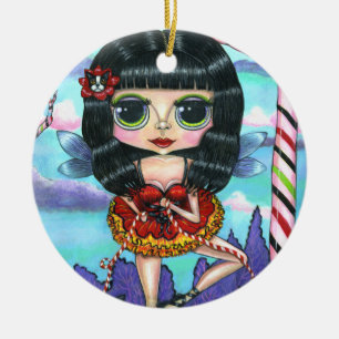 Niedliche Ballerina Fairy Doll mit Boston Terrier Keramik Ornament
