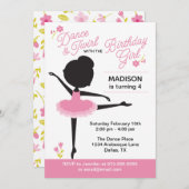 Niedliche Ballerina Geburtstagsjungfrau Einladung (Vorne/Hinten)