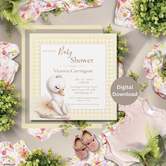 Niedliche Ballerina Gelbe Karierte Babydusche Einl