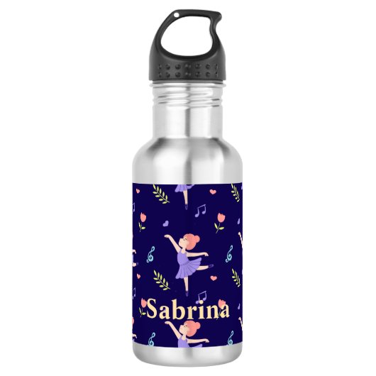 Niedliche Ballerina Girls' Personalisiert Edelstahlflasche (Vorderseite)