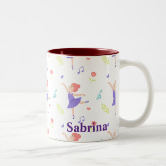 Niedliche Ballerina Girls' Personalisiert Zweifarbige Tasse