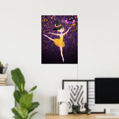 Niedliche Ballerina Halloween Bat and Moons Ballet Poster (Heimbüro)