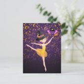 Niedliche Ballerina Halloween Bat and Moons Ballet Postkarte (Stehend Vorderseite)