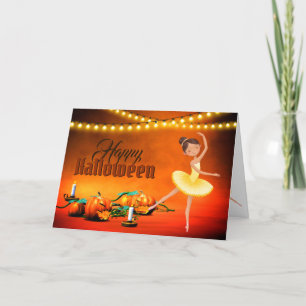 Niedliche Ballerina Halloween und Pumpkins Tanz Feiertagskarte