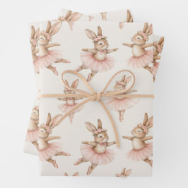 niedliche Ballerina Kaninchen in rosa Tutus Geschenkpapier Set