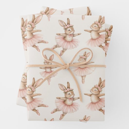niedliche Ballerina Kaninchen in rosa Tutus Geschenkpapier Set (Beispiel)