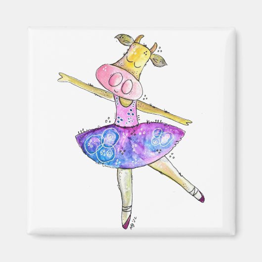 Niedliche Ballerina Kuh Magnet (Vorne)