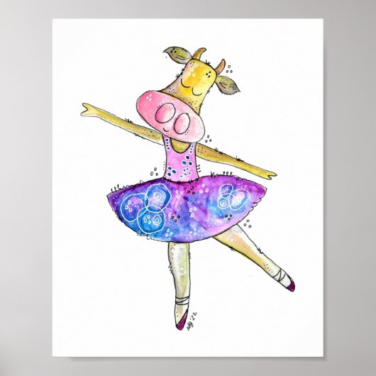 Niedliche Ballerina Kuh Poster (Vorne)