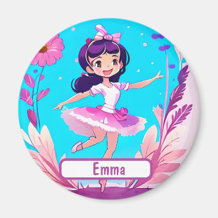 Niedliche Ballerina mit individualisierbarem Namet Magnet