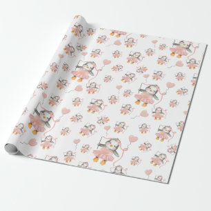 Niedliche Ballerina Pinguin Pink Wrapping Paper Geschenkpapier
