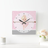Niedliche Ballerina Quadratische Wanduhr (Zuhause)
