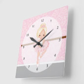 Niedliche Ballerina Quadratische Wanduhr (Winkel)