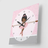Niedliche Ballerina Quadratische Wanduhr (Winkel)