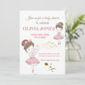 Niedliche Ballerina rosa Tutus, Glitzern errötet G Einladung (Stehend Vorderseite)