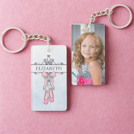 Niedliche Ballerina-Schuhe personalisierter Name T Schlüsselanhänger