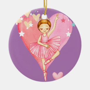 Niedliche Ballerina Stars Herz Lila Keramik Ornament