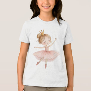 Niedliche Ballerina Sternentutu goldene Krone Wass Tri-Blend Shirt