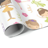Niedliche Ballerina Tänzer Umschlagpapier Geschenkpapier (Rolleneckpunkt)