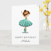 Niedliche Ballerina Turquoise Tutu Girl Geburtstag Karte (Gelbe Blume)