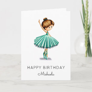 Niedliche Ballerina Turquoise Tutu Girl Geburtstag Karte