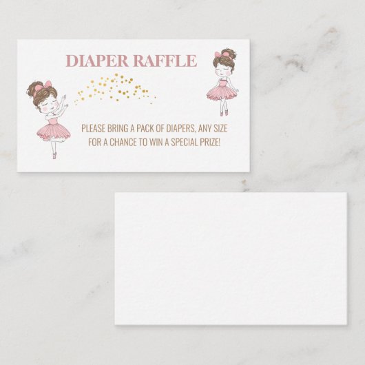 Niedliche Ballerina tutu Glitzer Windelpreisverlos Begleitkarte (Vorne/Hinten)