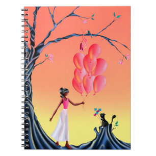 Niedliche Ballerina und Cat Sunset Notizblock