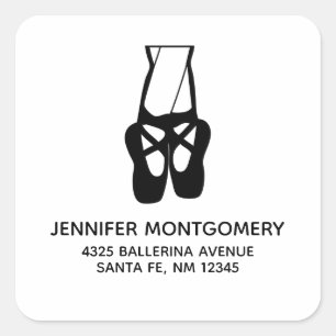 Niedliche Ballet Dancer Beine & Slippers Adresse Quadratischer Aufkleber