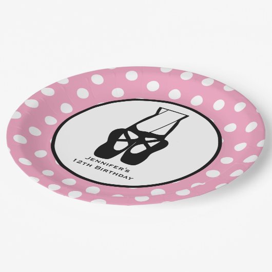 Niedliche Ballet Dancer Beine & Slippers Geburtsta Pappteller (Schrägansicht)