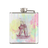 Niedliche Ballet Schuhskizze Wasserfarbe Handgezei Flachmann (Rückseite)