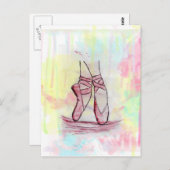 Niedliche Ballet Schuhskizze Wasserfarbe Handgezei Postkarte (Vorne/Hinten)