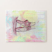 Niedliche Ballet Schuhskizze Wasserfarbe Handgezei Puzzle (Horizontal)