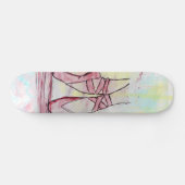 Niedliche Ballet Schuhskizze Wasserfarbe Handgezei Skateboard (Horizontal)