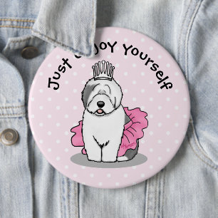 Niedliche Ballettprinzessin Alt-Englisch Sheepdog  Button
