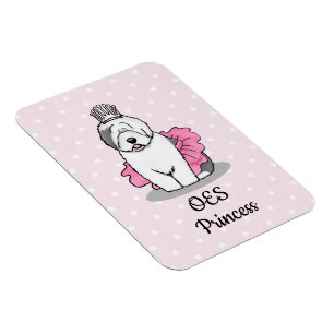 Niedliche Ballettprinzessin Alt-Englisch Sheepdog Magnet