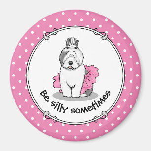 Niedliche Ballettprinzessin Alt-Englisch Sheepdog  Magnet