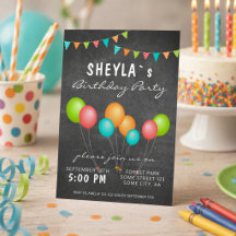 Niedliche Ballon Chalkboard Geburtstagsparty
