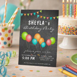 Niedliche Ballon Chalkboard Geburtstagsparty Einladung