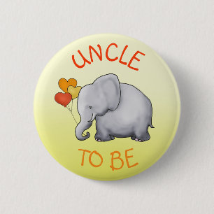 Niedliche Ballon-Elefant-Baby-Dusche Onkel-zu-Ist Button